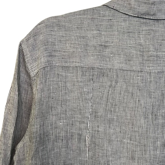 James Perse Linen Stripe Button Front Shirt Black White Size 1 Small Coastal - Picture 6 of 6